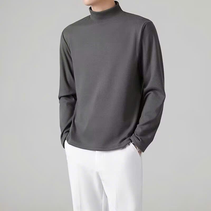 Áo Giữ Nhiệt Lót Nỉ Nam Nữ - Chất Liệu Thun Cổ Cao Lót Nỉ Bông Co Giãn 4 màu áo giữ nhiệt 40-75kg a ogi Đen