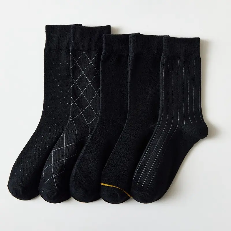 Socks Men's Black Business Medium Tube Thin Long Tube British Men's Suit Pants Leather Shoes Stockings Tide High Waist
