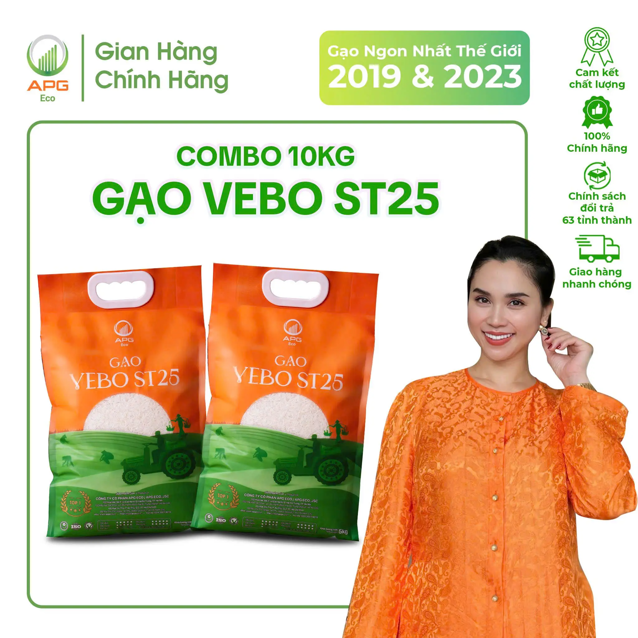 Combo 2 Bao Gạo Vebo ST25 APG ECO thượng hạng - Tổng nhận 10Kg