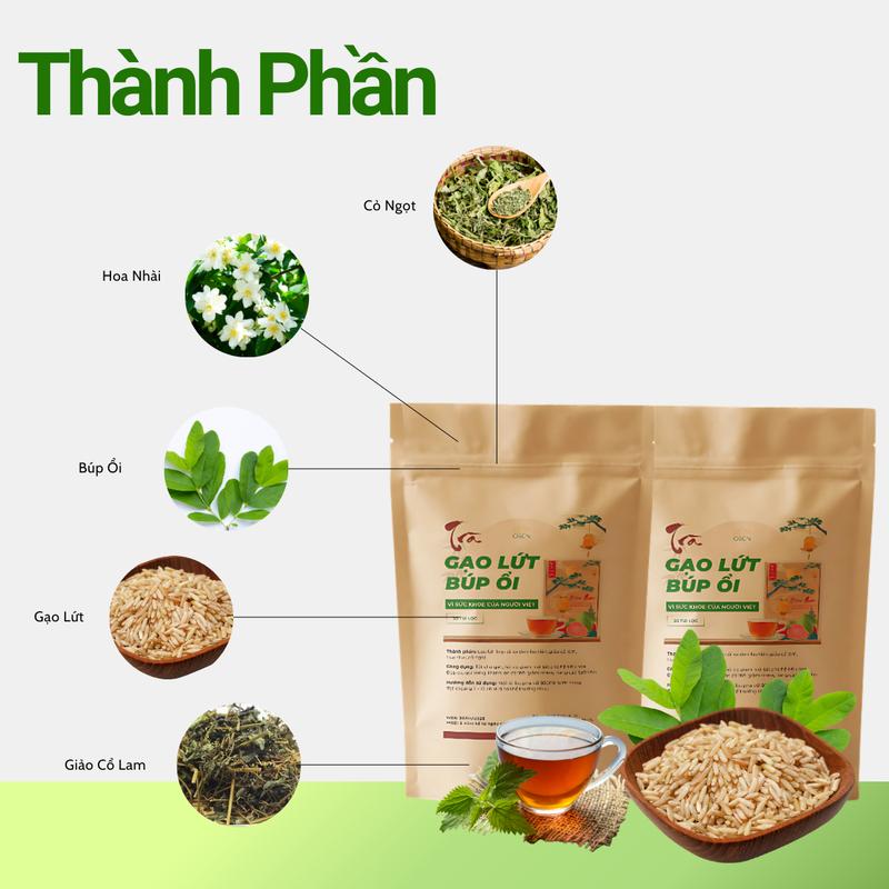Combo 60 Túi Lọc Lá Ổi Gạo Lứt 5 Vị Thảo Mộc [ Lá Ổi - Gạo Lứt - Giào Cổ Làm - Hoa Nhài - Cỏ Ngọt ] 4