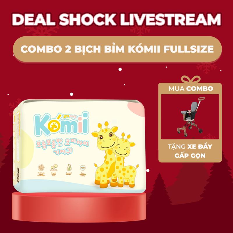 [MUA 2 TẶNG 1] COMBO 2 Bịch Tã/Bỉm Komii Fullsize Hàn Quốc - TẶNG 1 XE ĐẨY CHO BÉ