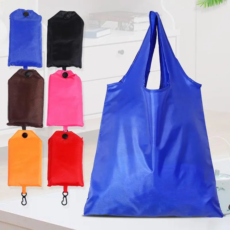 Foldable Portable Supermarket Shopping Bag Eco-friendly Tote Bag Solid Color Large Capacity Portable Grocery Bag