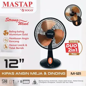 DESK FAN MASTAP BALING2 BESI 2in1 12inch M-121 - KIPAS ANGIN DUDUK & TEMBOK SOGO 12in BALING ALUMINIUM GOLD PLATE