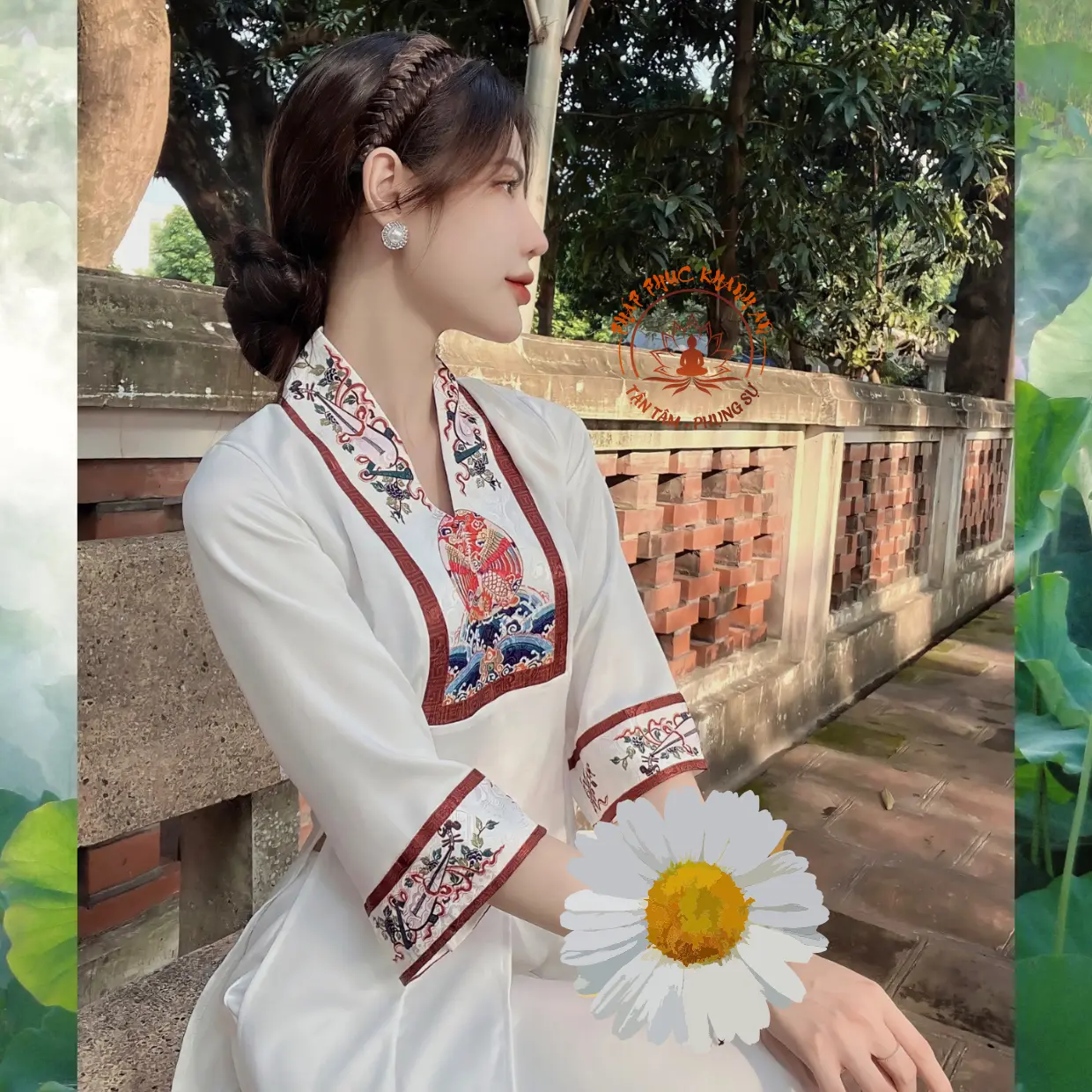 Bộ Pháp Phục La Hán Cổ V  Lụa Vân Gỗ Cao Cấp Pháp Phục Khánh An Nữ Dress