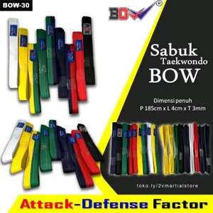 Sabuk Taekwondo BOW Dobok Seragam putih kuning hijau biru merah hitam