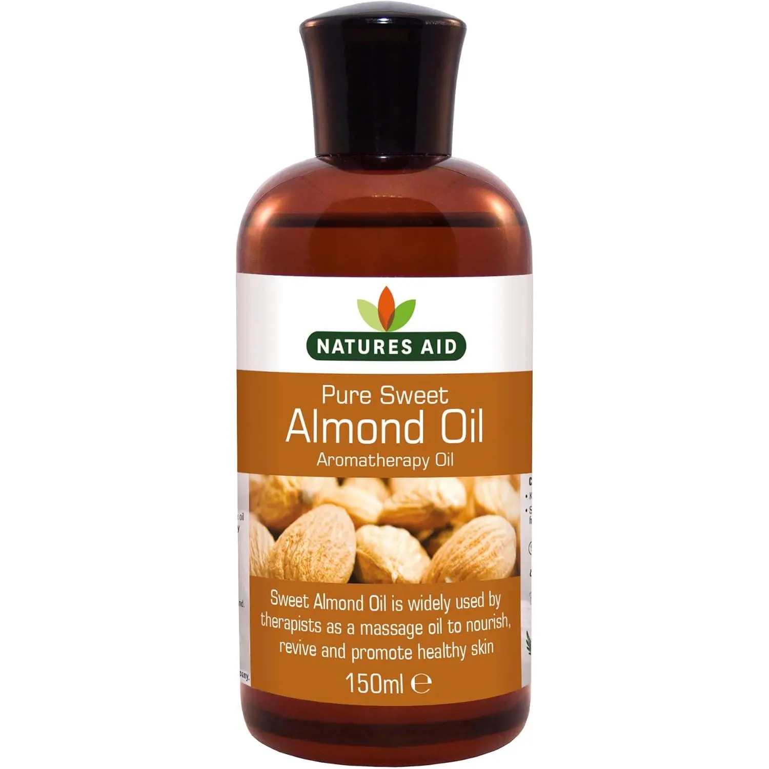 Natures Aid Almond Oil, Pure, Sweet Almond Oil, Massage Oil, Suited to Dry, Sensitive Skin, 150 ml (Pack of 1)