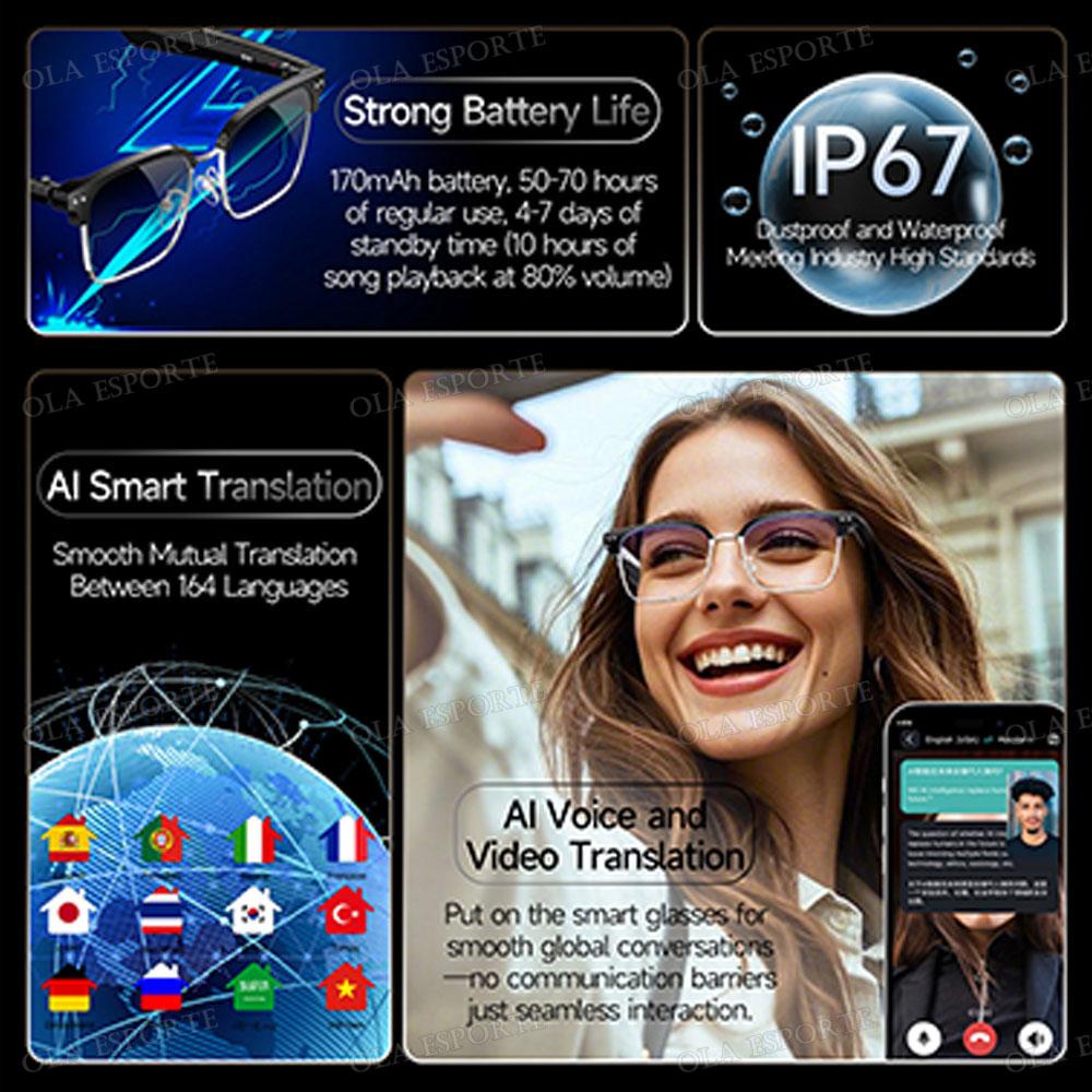 Fashion Smart Glasses Bluetooth call Voice Assistant Music Playback AI Intelligent Translation Glasses 170mAh Long Battery Life - Image 5