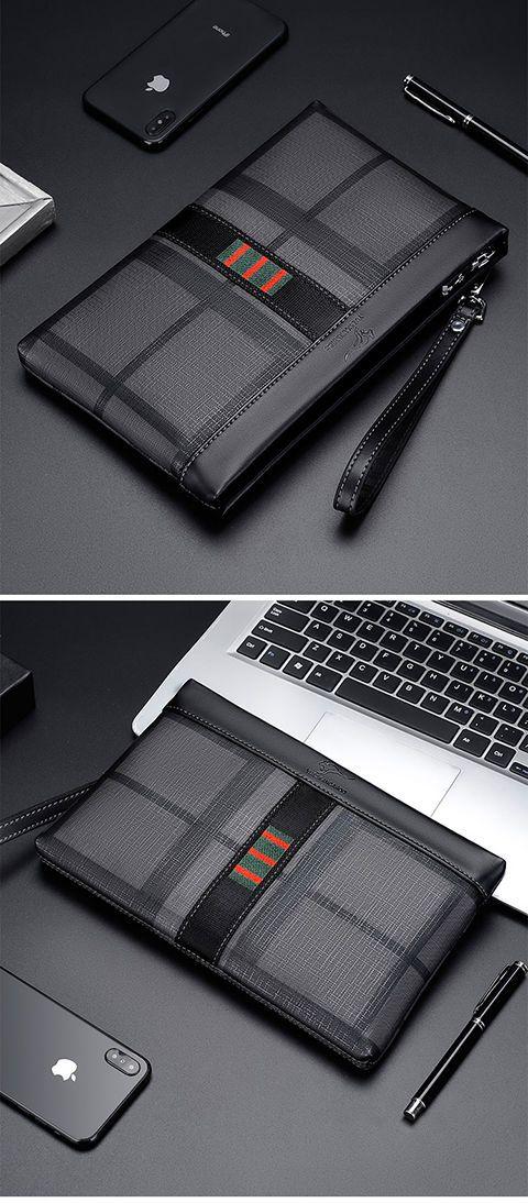 Product Introduction of 2023 New Men's Clutch Business Outing Authentic Leather Tactile Feel Lightweight and Large Capacity Envelope Clutch Male Wallets 15