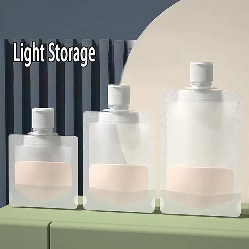 [PML]Transparent Clamshell Packaging Bag Plastic Stand Up Spout Pouch Portable Travel Fluid Makeup Packing Bag For Lotion Shampoo