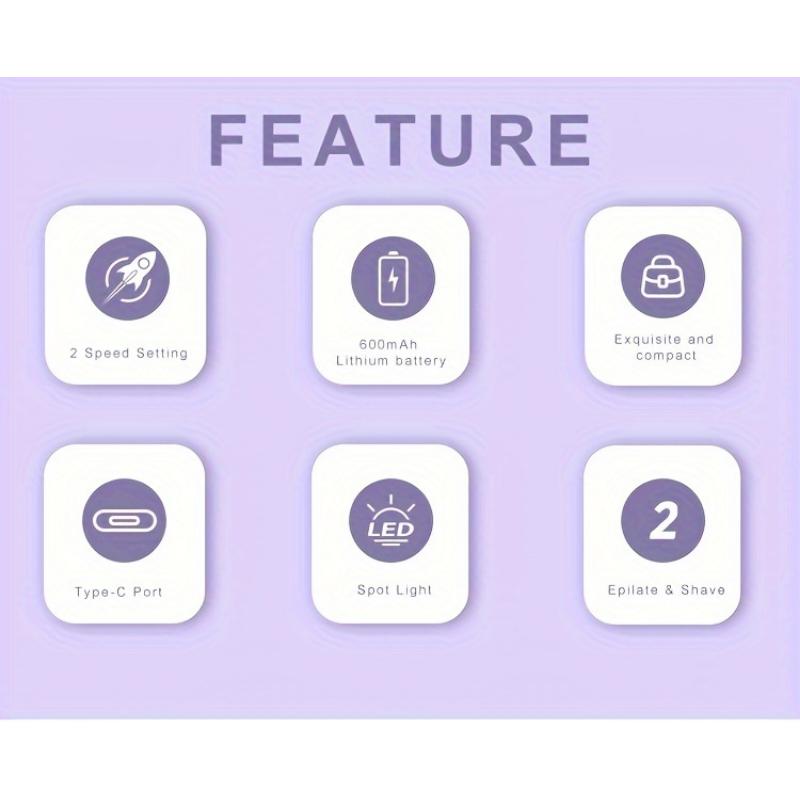 Product Introduction of Factory Stock Lots Low-cost 6in1 Hair Removal Sets For Arms, Legs, Underarms & Bikini-Area | Two Speed, Essential Compact Hair Removal Epilator For Women 8