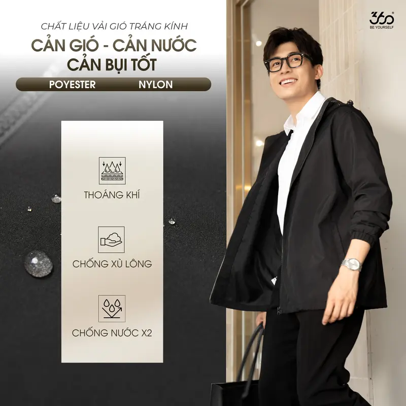 (Tặng ngay VOUCHER 100K  khi mua 2 áo) Áo khoác gió nam nữ Unisex 360Boutique khoác dù form rộng chống nước nắng có mũ có bigsize Jacket - AKGOL418 Menswear 1