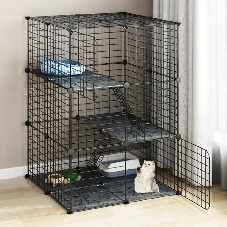 [Free Gift By Clip T & C]~ Hajetso Extra Large 12 Cubes Steel Wire Cat Cage Cat Rest Play House with Doors and Stair