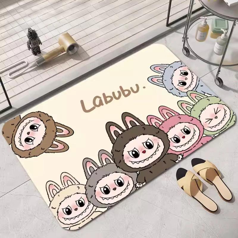 Thảm Thấm Hút, Thảm Lau Chân Hình Labubu Hottrend Mặt Cao Su Chống Trơn Trượt 40x60cm
