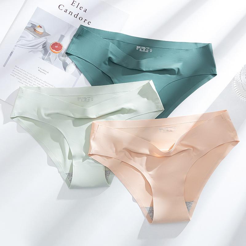 Invisible Briefs Sexy Lingerie Women's Panties Seamless Breathable Underwear Ice Silk Women Solid Color Ladies Girls Underpants 1