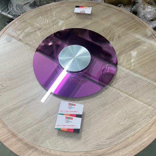 mâm xoay bàn ăn cao cấp [Màu Hồng Tím] size 60,70,80,90,100cm, bộ mâm xoay gồm đế xoay inox và kính cường lực dày 10ly 3