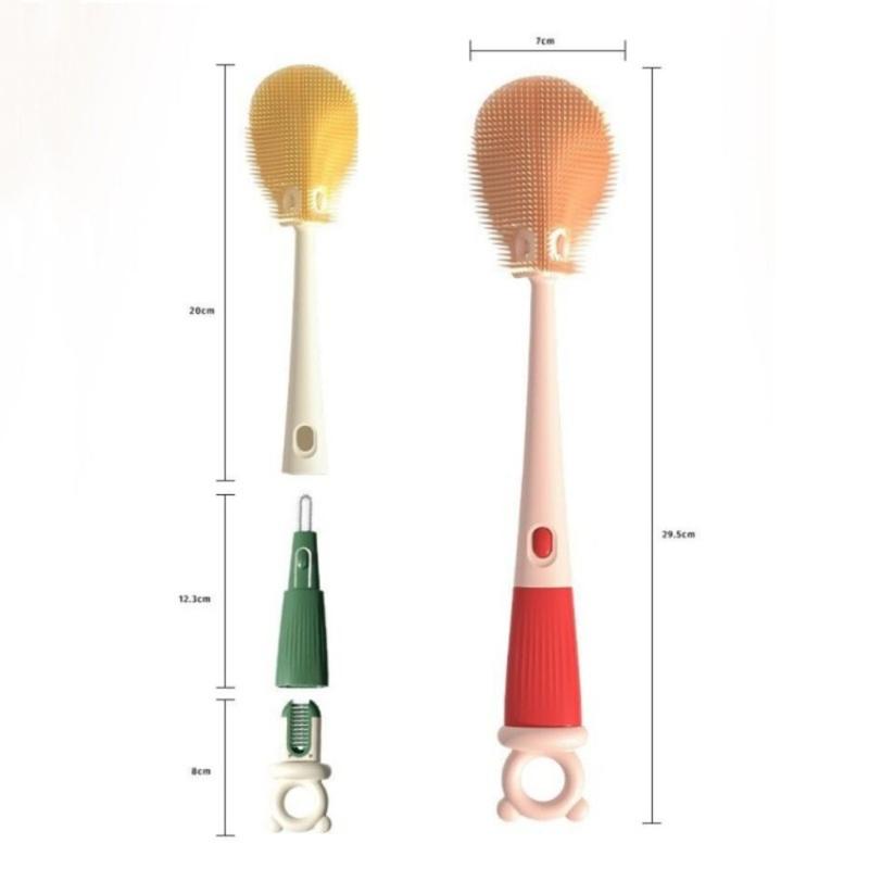 Portable 4 In 1 Baby Bottle Brushes Soft Head Long Handle Bottle Cleaner Kit Multifunctional Water Bottle Cleaner Brush 2