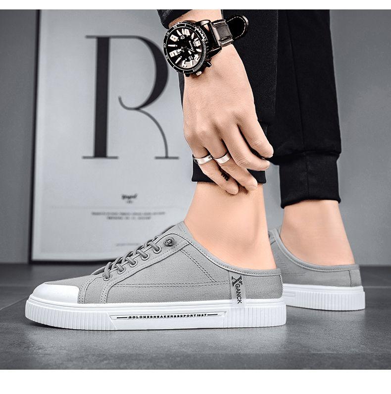 Product Introduction of 2025 [628 Positive Reviews] [Factory Direct Sale] Men's Canvas Shoes Summer No Heel Board Shoes Casual Half Slippers Trendy Shoes Lazy One-Step Men's Shoes 19