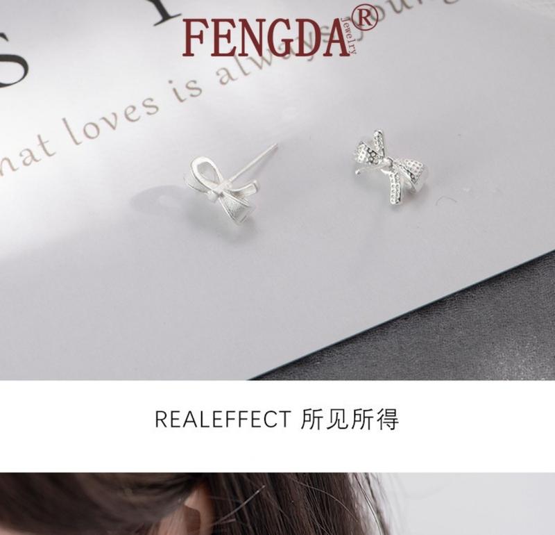 Product Introduction of Cod Bow Stud Earrings Simple Cute Cutout Earrings  MLER585 Gold 22