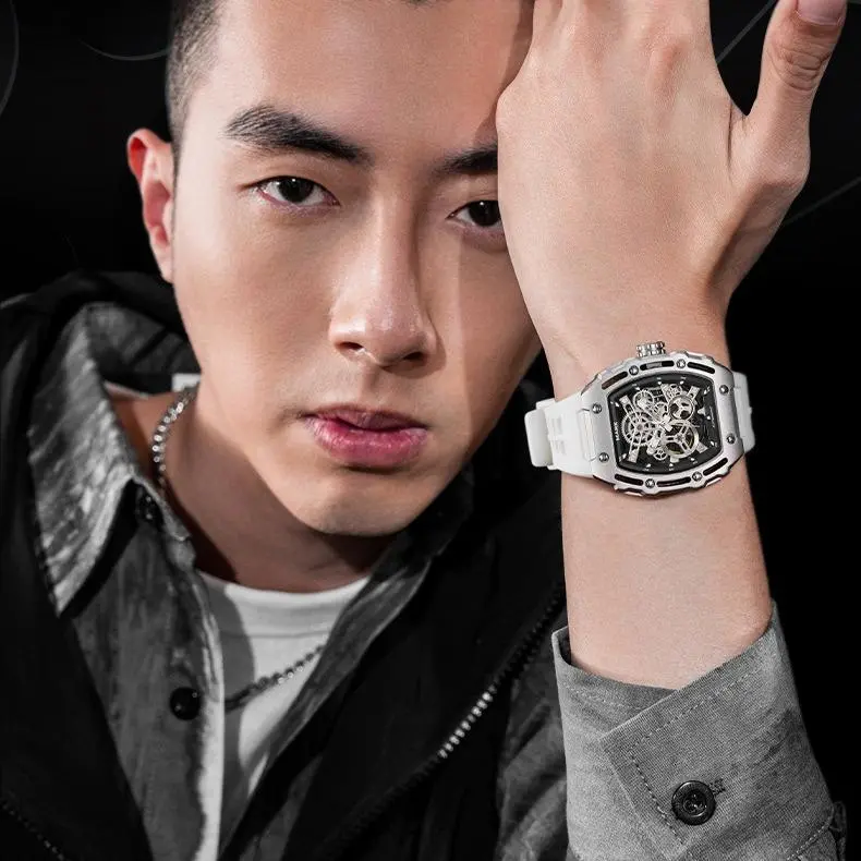 Đồng hồ cơ automatic nam Mark FairWhale size 43mm máy tourbillon chống nước 3ATM phong cách thể thao 4