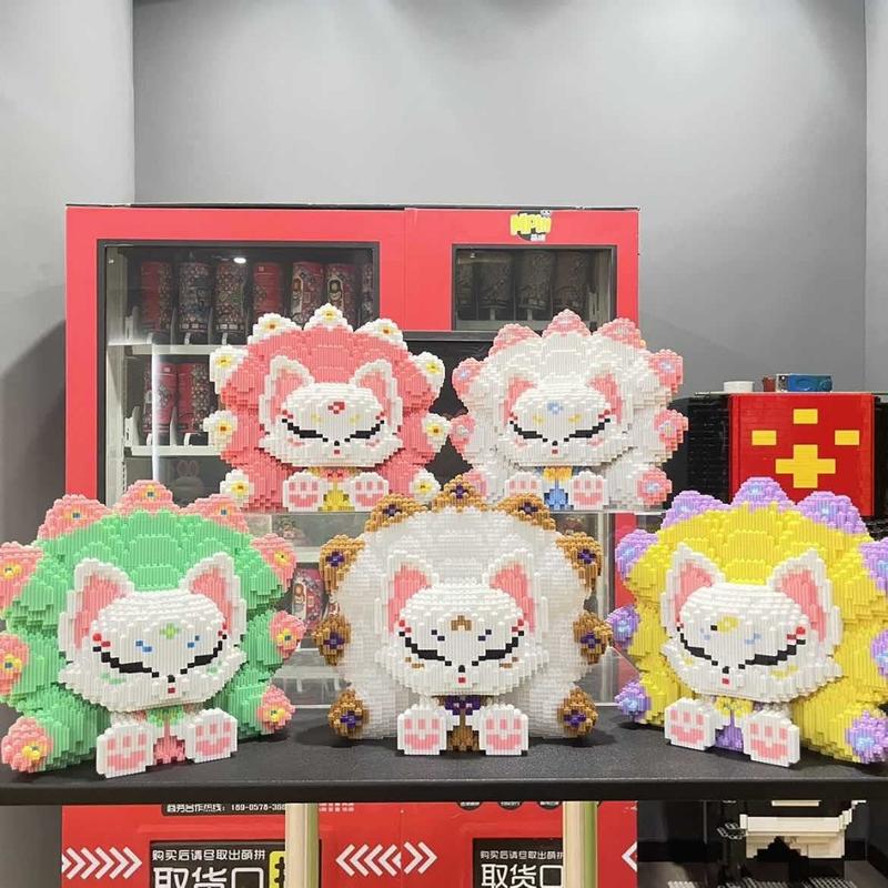 xếp hình đồ chơi hồ ly 9 đuôi 25cm mpin 30cm duz (TẶNG BÚA)  hồ li cỡ lớn size to đồ chơi xếp hình nano 3d