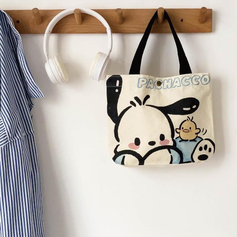 Túi Vải Bố, Chủ Đề Sanrio Hoạt Hình, Túi Tote Nữ, Túi Kuromi Mua Sắm Dễ Thương, Y4Q2 1