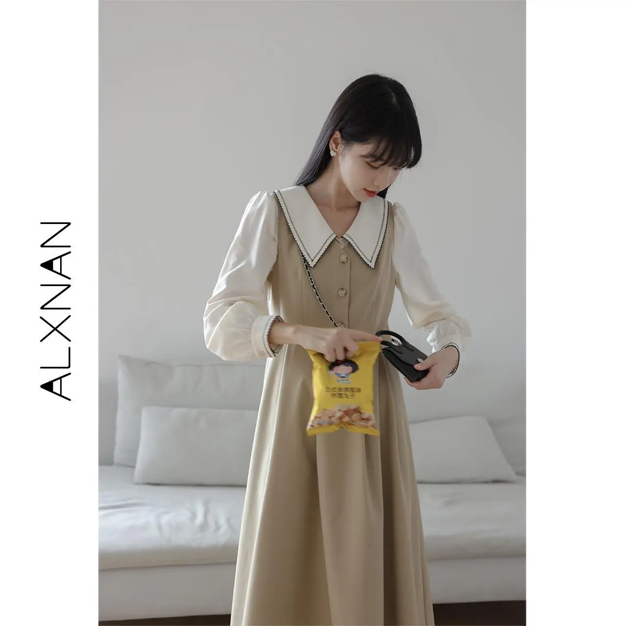 Lunan Sleeveless Strap Dress Women's Two-Piece Set 2021 Early Autumn New Retro Temperament Dress Mid-Length Casual Womenswear