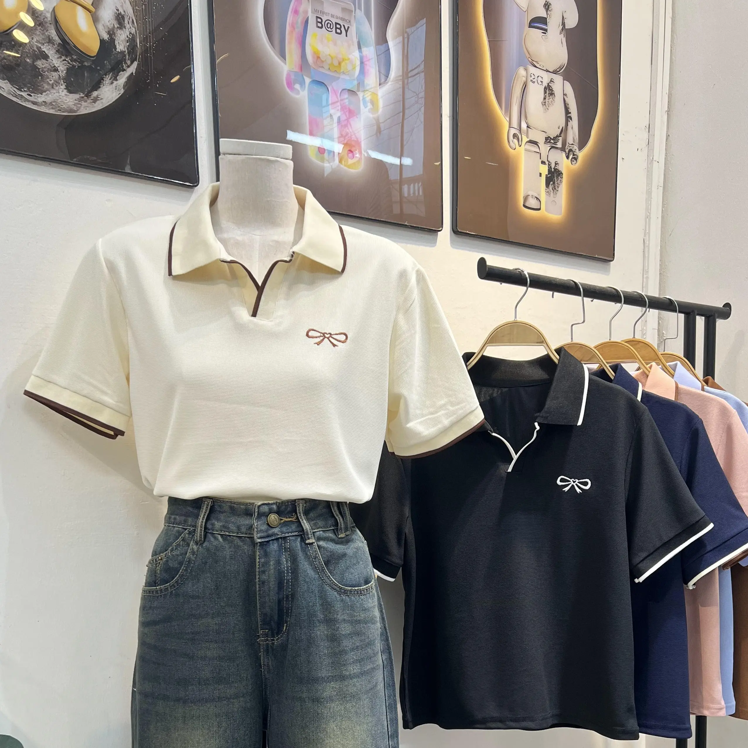 P5 Ver2 MM-fashion polo nữ phiên bản nhiều mầu từ  38-85kg  dễ mặc dễ mang , dễ phối đồ thiết kế cổ v
