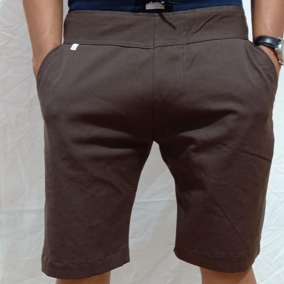 quần sọt kaki nam lưng thun co giãn có dây rút Màu trắng Trơn Màu đen quan short