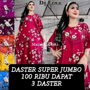 Daster super jumbo 90rb dapat 3pcs Rayon Motif Kancing Wanita Bunga