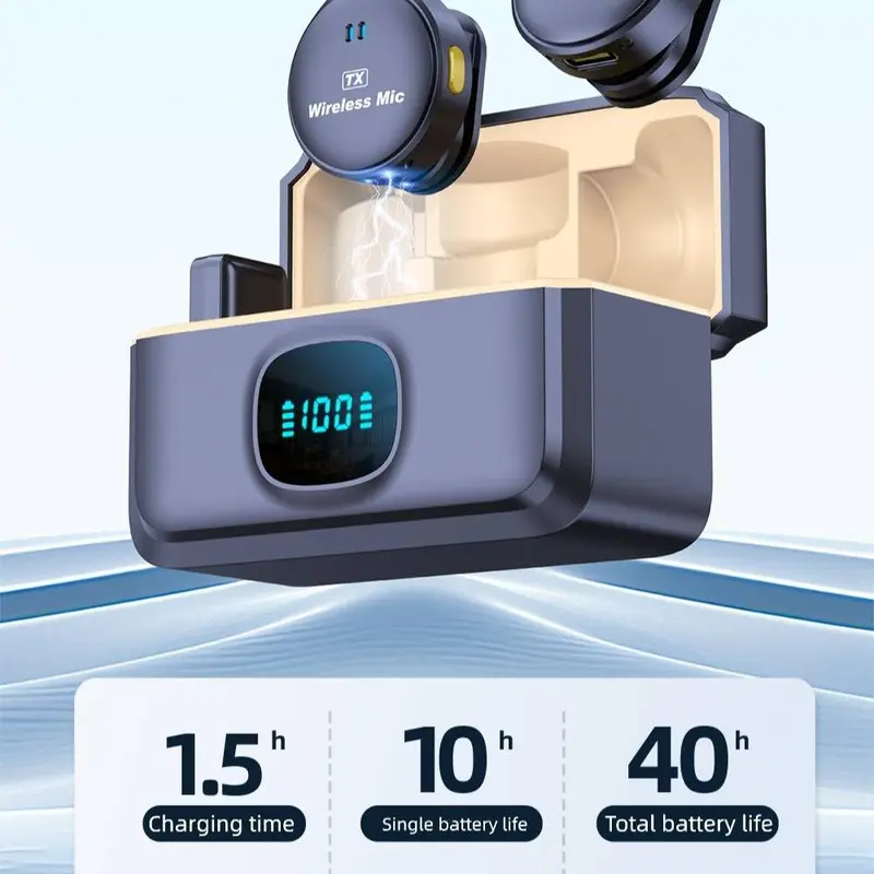 Wireless Lavalier Microphone, USB Rechargeable Wireless Microphone, Noise Cancelling Microphone for Live Streaming & Phone Video Recording, Audio 5