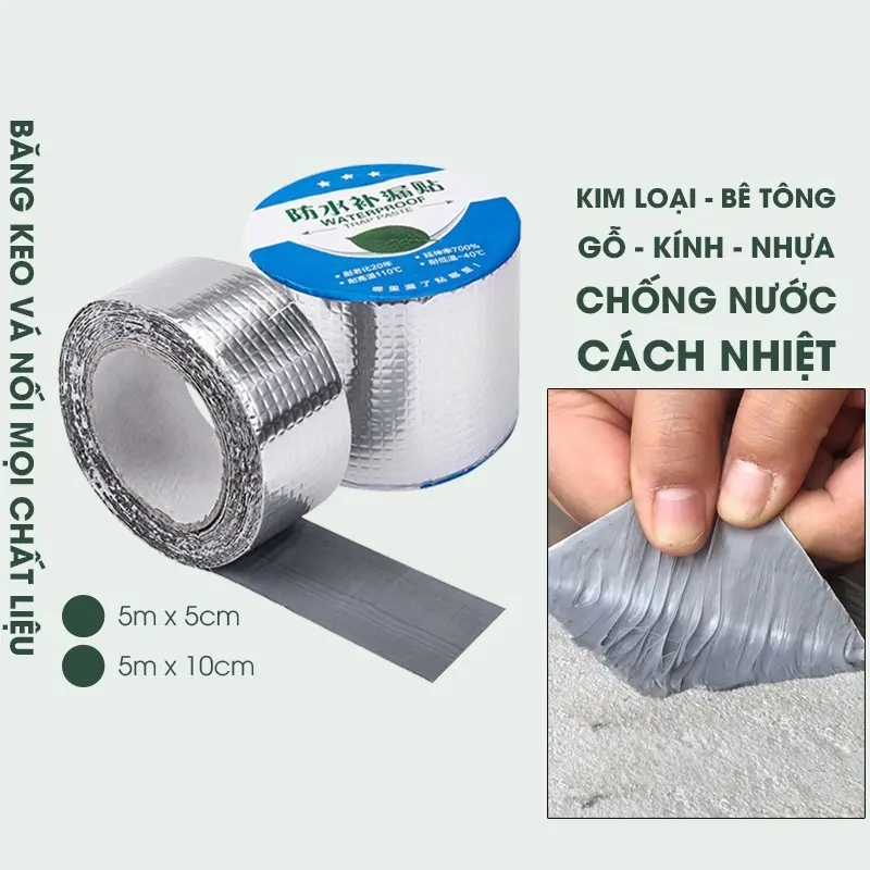 Cuộn 5 mét băng keo dán rộng 5cm/10cm - Miếng dán siêu dính tape - Miếng dán chống thấm nước