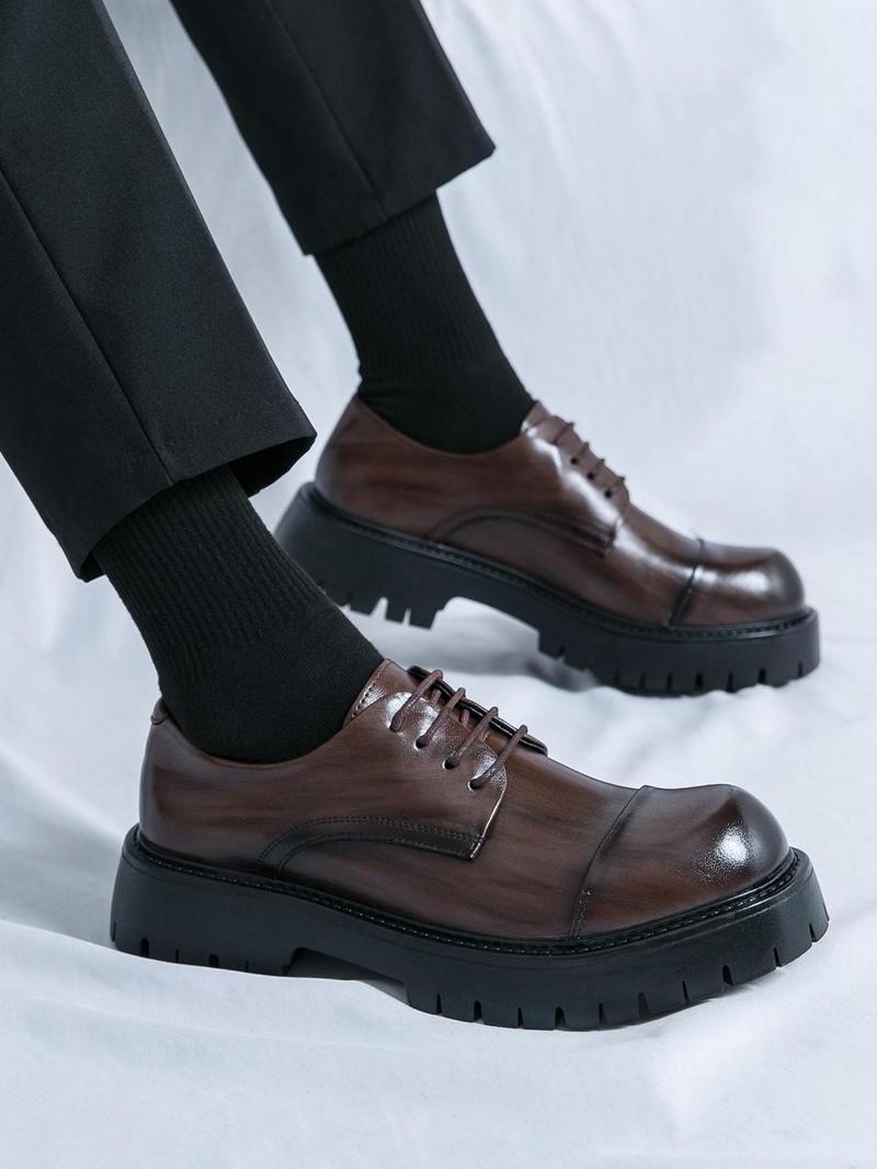 Product Introduction of Men's Business Formal Lace Up Dress Shoes, Fashionable Solid Color Derby Shoes for Work Office, Male All-match Shoes for Daily Wear, Boy 4