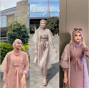 VIOLIN SET | DRESS + OUTER BRUKAT MODEL KIMONO PREMIUM MEWAH GAMIS REMAJA KONDANGAN BRUKAT LUCIA SET RAYYA DRESS PESTA