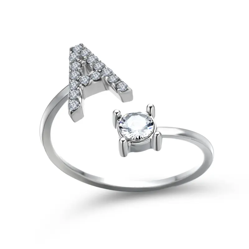 Cincin wanita inisial huruf A sampai Z model cantik adjustable Rings 4