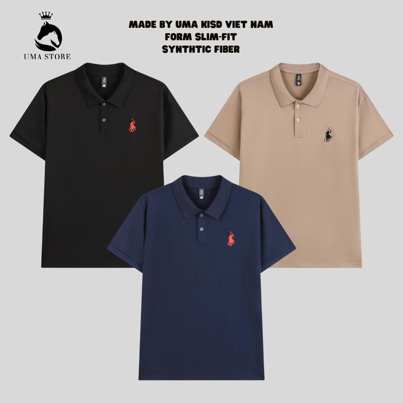 ( Deal Độc Quyền Livetream ) Combo 3 Áo polo thêu hình ngựa UMA PL11 - cổ bẻ, tay bo, form suông, thoáng mát