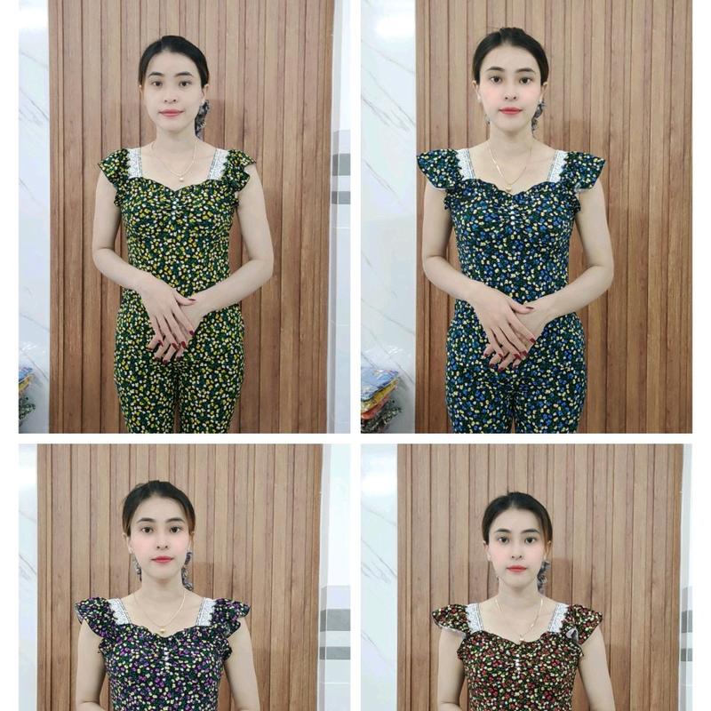 Đồ bộ quần dài ống ôm, tay cánh tiên phối ren size 1234 Nữ Women 2