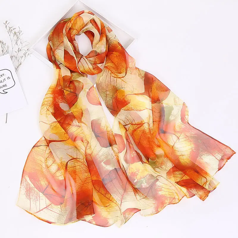New Thin Qiao Qi Long Sun Protection Leaf Pattern Hot Selling Scarf cotton  bamboo