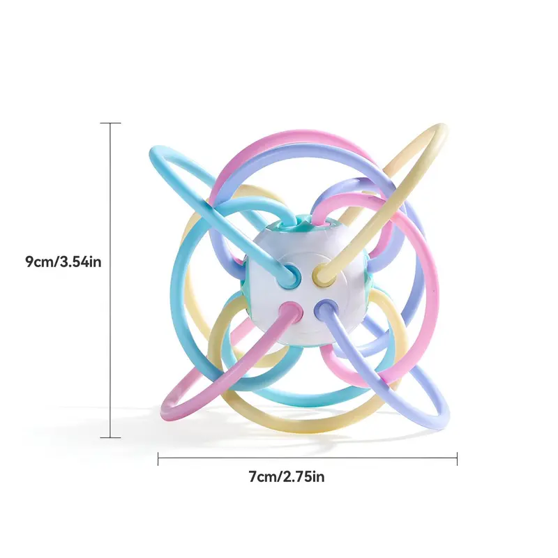 Random Color Baby Teething Manhattan Ball, Safe Colorful Baby Soothing Teether Ball, Colorful Baby Teething Toy, Newborn Teether, Infant Tactile Training Teething Toy Ball 1
