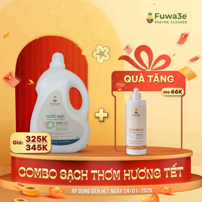 [ Fuwa3e - Tết ]- Nước giặt sinh học 3.5 lít - Dùng để giặt đồ lót, quần áo trẻ em, quần áo cho cả gia đình - Nước giặt sinh học hữu cơ an toàn được lên men từ dứa và bồ hòn - An toàn với người da tay nhạy cảm #OCOP #DacSanVietNam