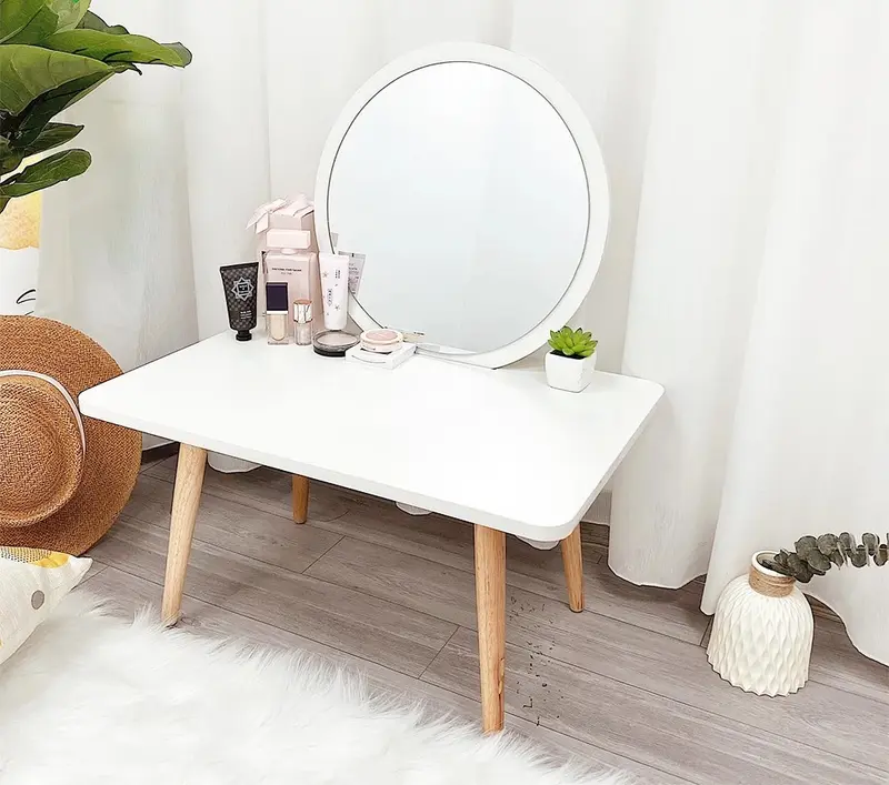 Bàn trang điểm có gương ngồi bệt Singel O màu trắng, học GP117.01 2