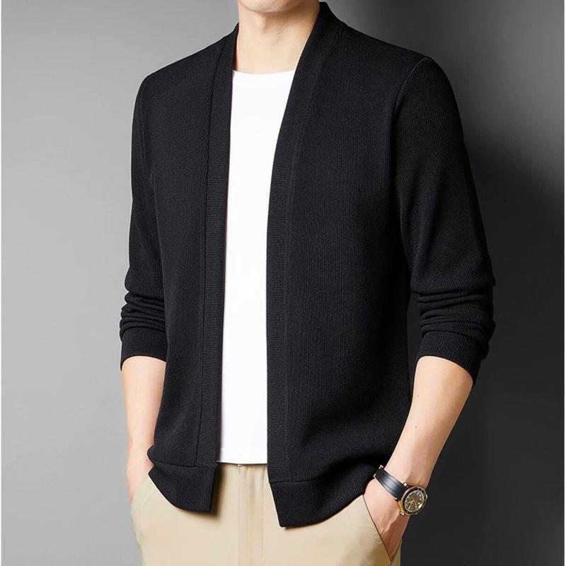 Áo Cardigan 2 Lớp Unisex Vải Tăm Gân Phối Trắng - Nam Nữ Mặc Đẹp | Xưởng May Mạnh Ngọc