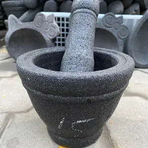 Lumpang Batu Asli uk 15cm+Alu/penumbuk