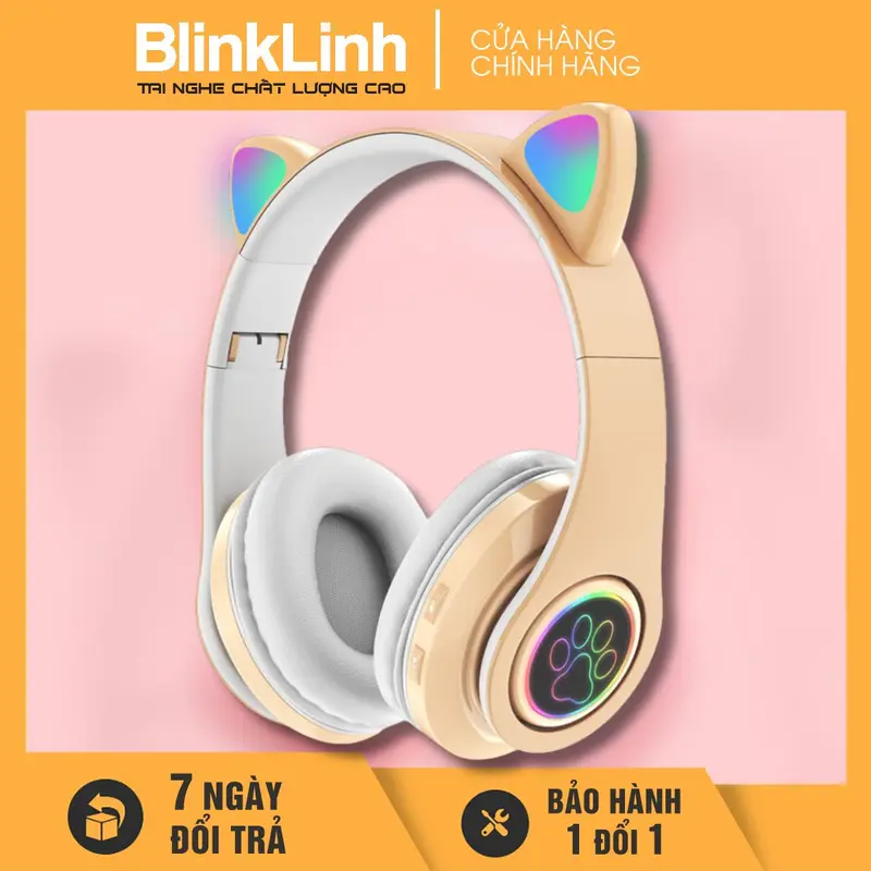 [COD] Tai Nghe Mèo dễ thương Mã BL39, Bluetooth 5.0, Tai nghe chụp tai lớn 35mm, Có Đèn LED Chuyển Màu, Chụp Tai Bọc Da Êm Ái, có Khe Cắm Thẻ Nhớ, Tặng Jack 3.5, Micrô tích hợp, Không dây  Nghe Nhạc tainghe chuptai 7