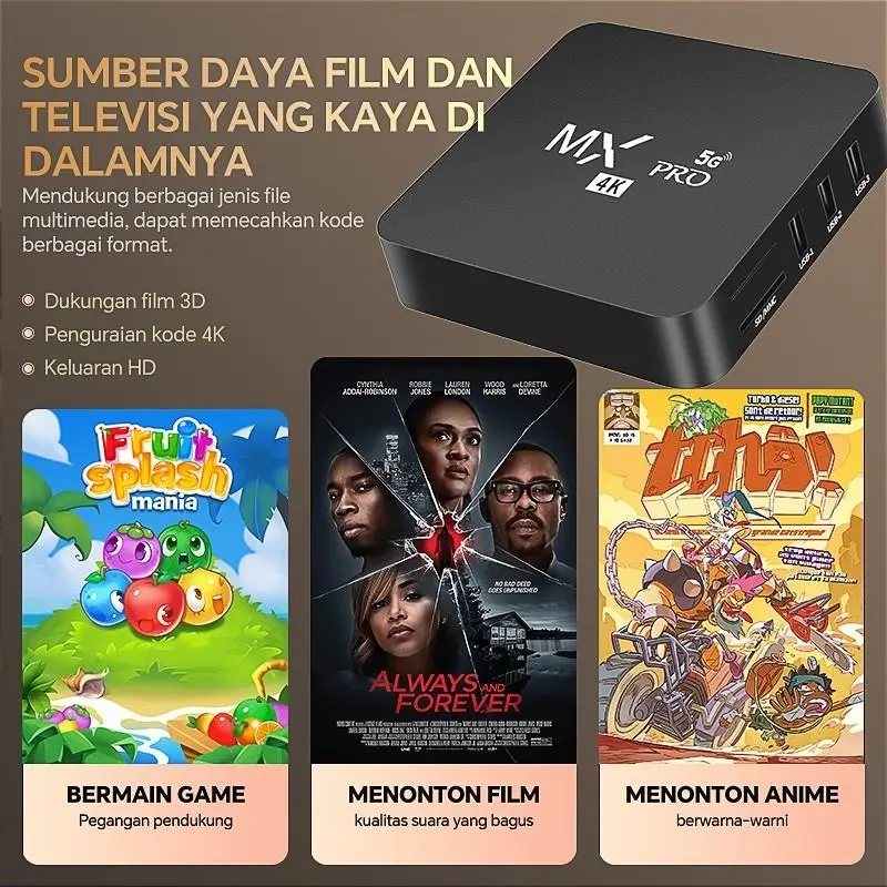 MXQ TV Box 4K 5G Kemajuan Cerdas Paket kotak TV Penerima Digital 8GB+128GB Penuh HD/ STB Wifi Dikirim di Jakarta Garansi 12 Bulan 7