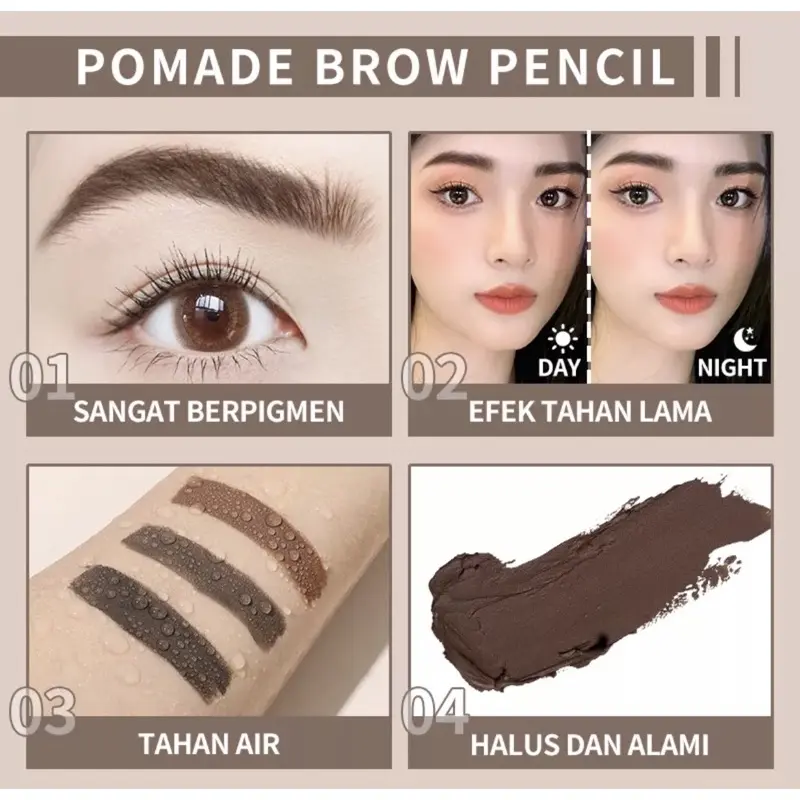Implora Wow Brow Pomade 24hr Waterproof Eyebrow Alis Pensil 2
