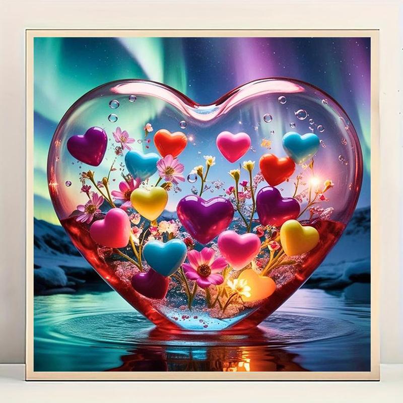 Heart Shaped 5D Diamond Arts Colorful Painting Kit, DIY Decorative Art Picture for Beginner, Wall Art Decor for Home Living Room Bedroom 4