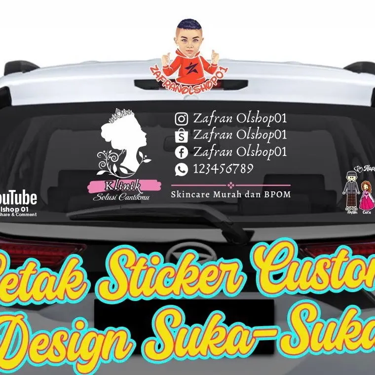 Sticker Mobil Custom Nama Logo Perusahaan Iklan Usaha Komunitas Car