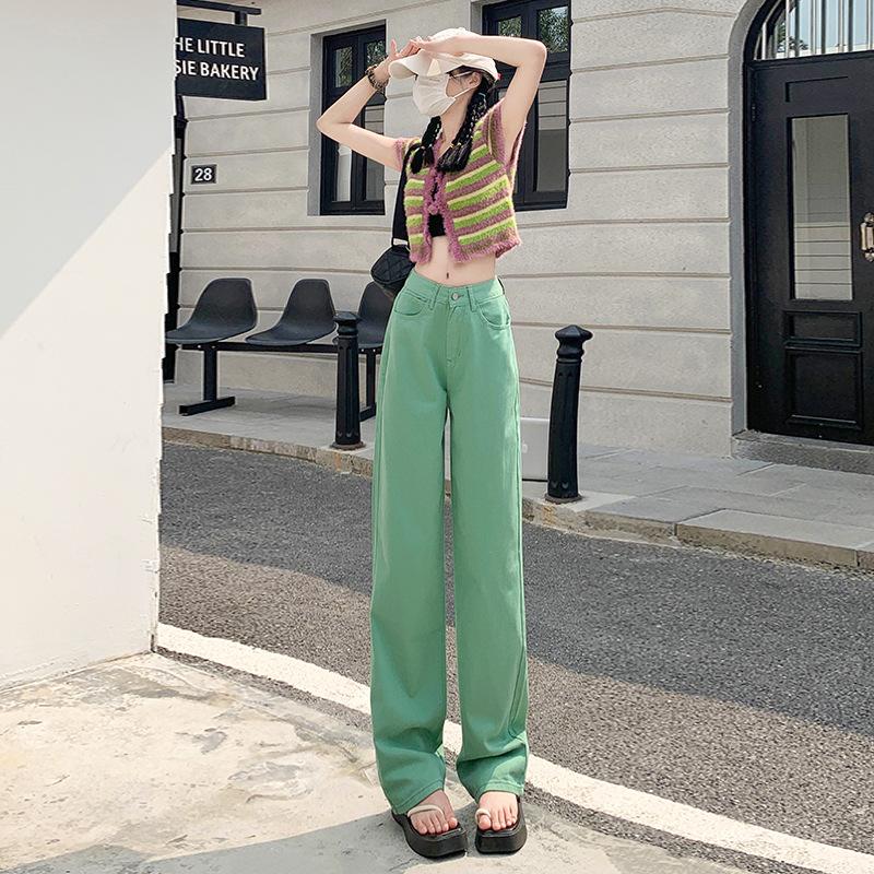 Quần Jean Kaki Nữ MIAA  Trơn Cạp Cao Ống Rộng Dáng Suông Đứng, quần kaki nữ lưng cao màu trơn Pants Women | BigBuy360 - bigbuy360.vn