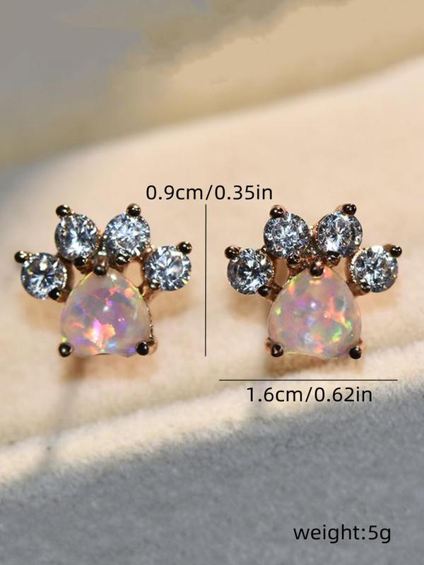 Women's Elegant Rhinestone Decor Stud Earrings, 1 Pair Exquisite Trendy Cat Paw Design Stud Earrings, Fashionable Luxury Jewelry for Women & Girls for Daily & Party Decor 7