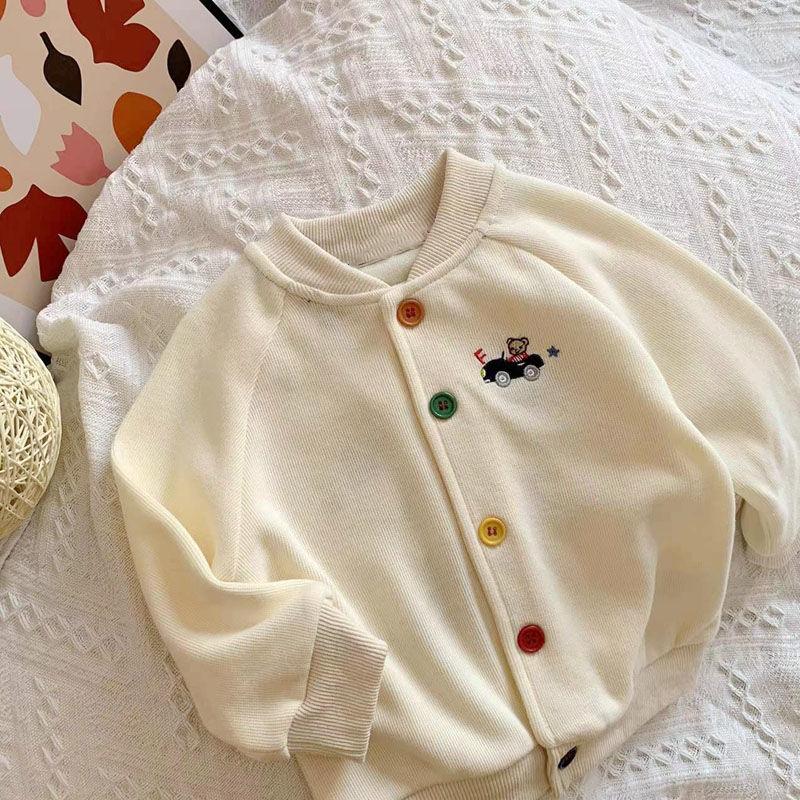 Product Introduction of Kot Musim Bunga, Rekaan Beruang Kartun Budak Lelaki, Sulaman Kereta, Kardigan Berkait, untuk Bayi dan Kanak-kanak, Ketibaan Baru dari Miki Jepun 18